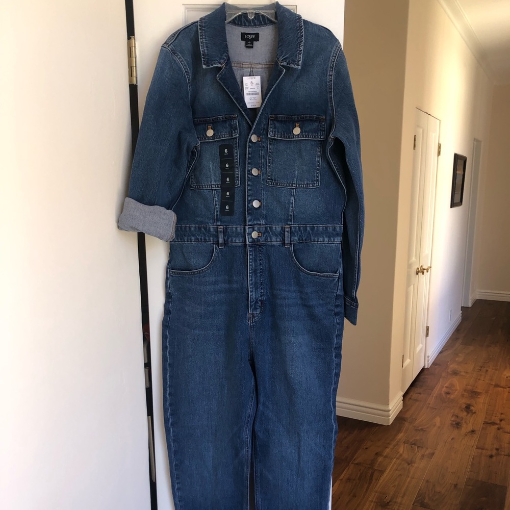 J. Crew Denim Jumpsuit Romper in Medium Blue